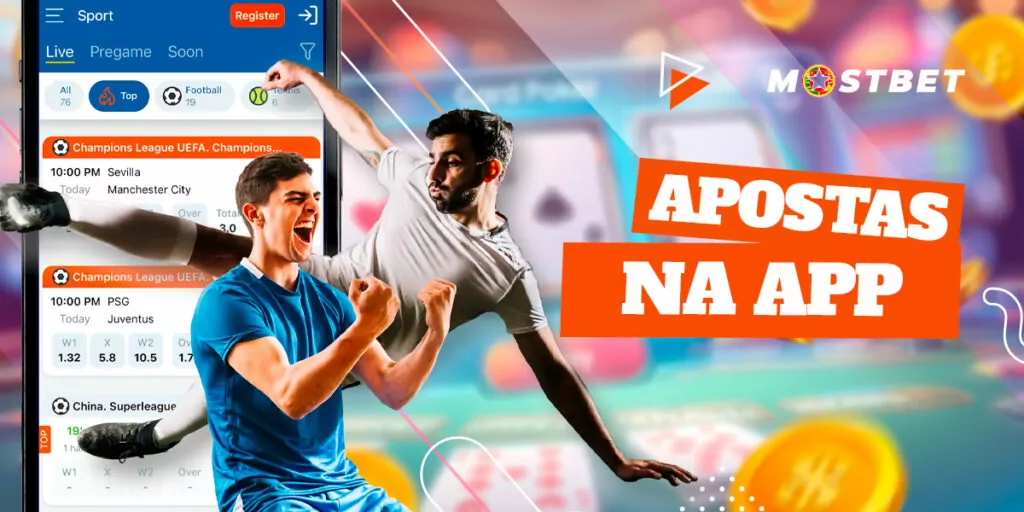 Apostas em futebol na aplicação móvel